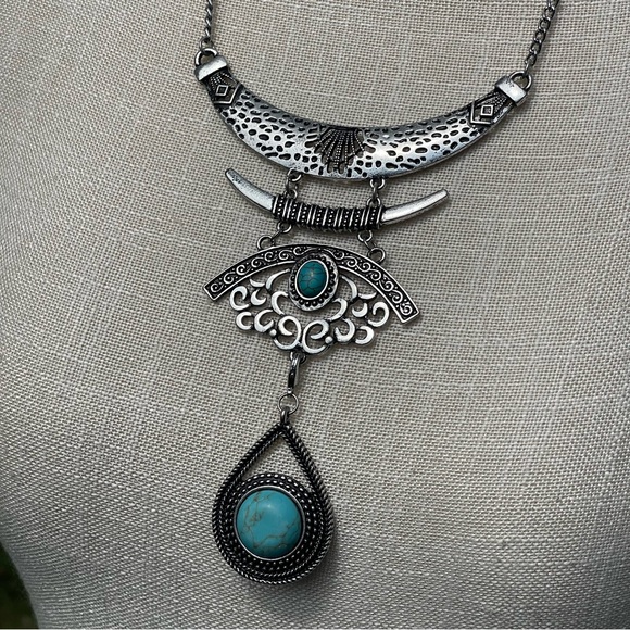 Park Lane Silver and Turquoise Pendant Necklace - Picture 3 of 4